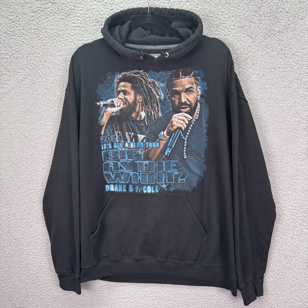 Drake Hoodie Mens L Black J Cole Pullover Its All A Blur Tour‎ Hip Hop Rap OVO